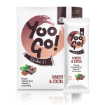 Yoo Go! Shake it! Tatlandırıcı, kakao ve zencefil içeren protein içeceği hazırlamak için toz, 175 g